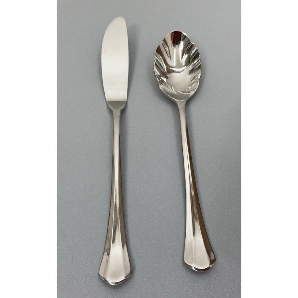 Imperial Serving Set Scalloped Sugar Shell Spoon Master Butter Knife Stainless
